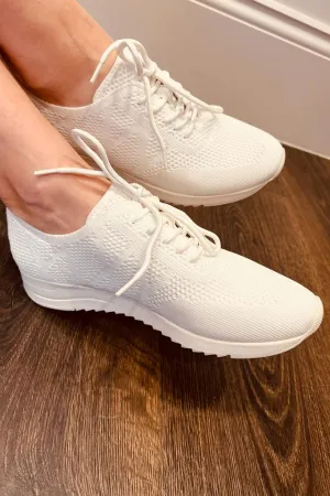 Caprice White Knit Trainer