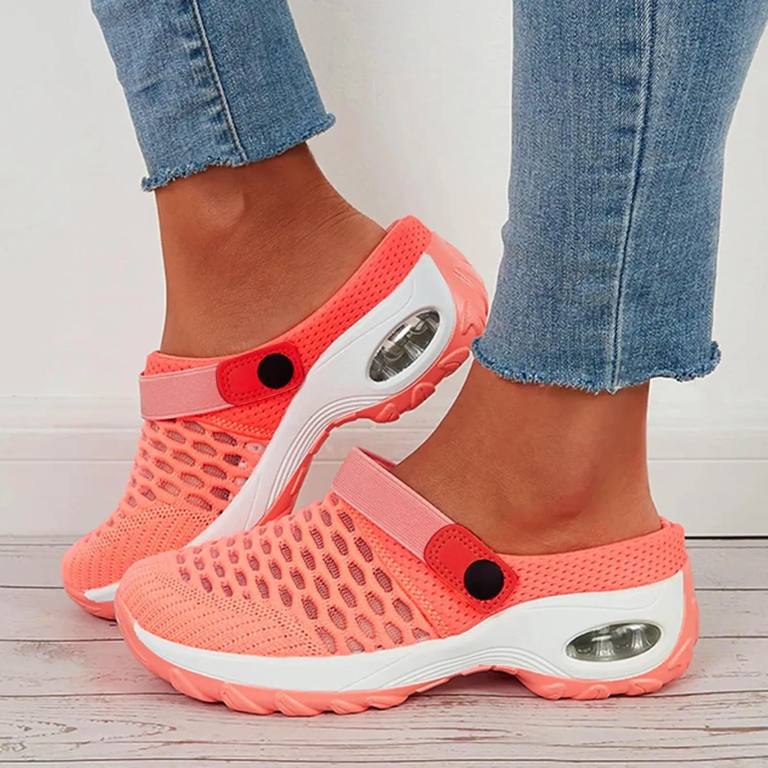 Cathalem Orthopedic Clogs for Women Air Cushion Orthopedic Slip on Shoes Air Cushion Slip-on Diabetic Walking Shoes for Women