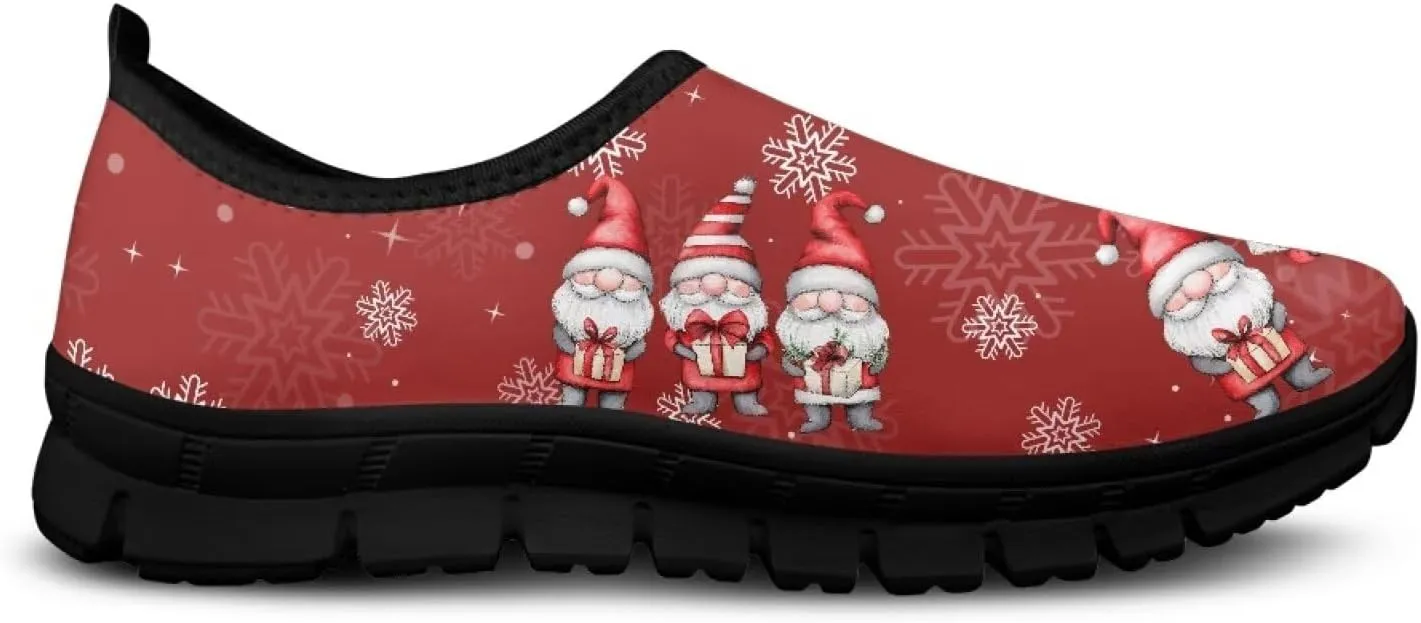 Christmas Sneakers for Women Casual Comfortable Lightweight Low-Top Slip-On Sneakers Breathable Outdoor Sport Walking Shoes for Teen Girls US 5.5-11.5