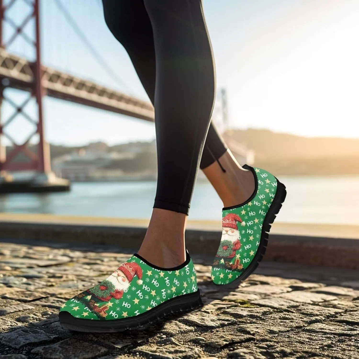 Christmas Sneakers for Women Casual Comfortable Lightweight Low-Top Slip-On Sneakers Breathable Outdoor Sport Walking Shoes for Teen Girls US 5.5-11.5