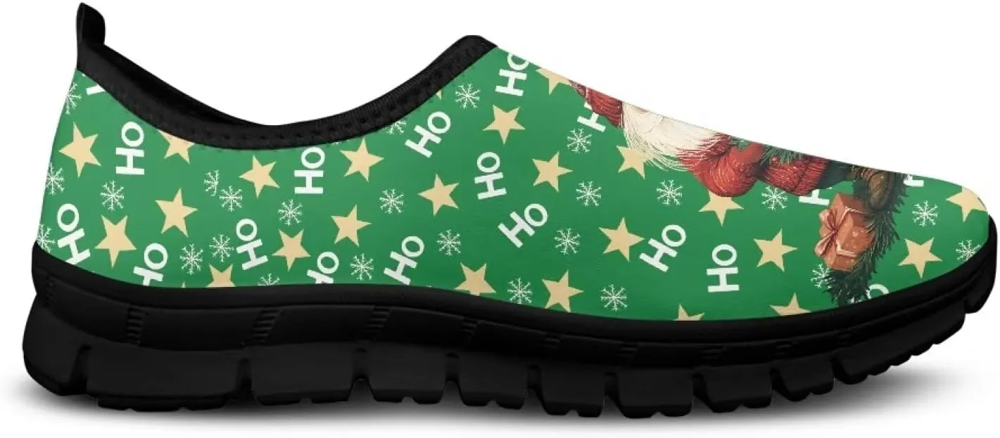 Christmas Sneakers for Women Casual Comfortable Lightweight Low-Top Slip-On Sneakers Breathable Outdoor Sport Walking Shoes for Teen Girls US 5.5-11.5