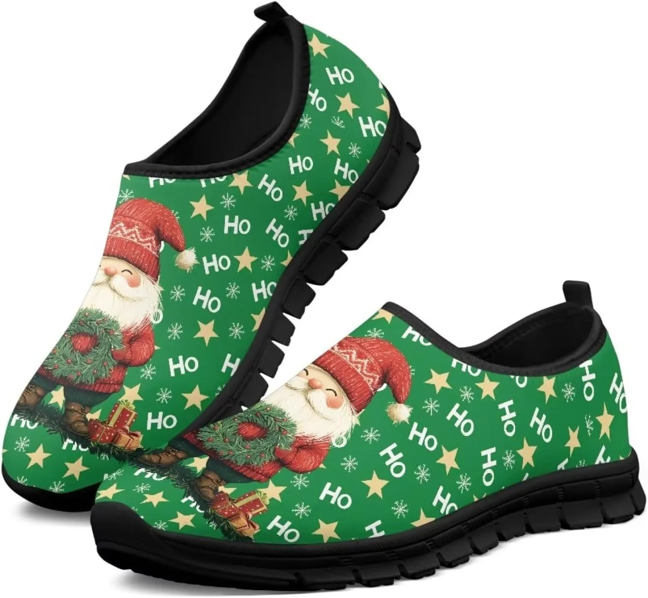 Christmas Sneakers for Women Casual Comfortable Lightweight Low-Top Slip-On Sneakers Breathable Outdoor Sport Walking Shoes for Teen Girls US 5.5-11.5