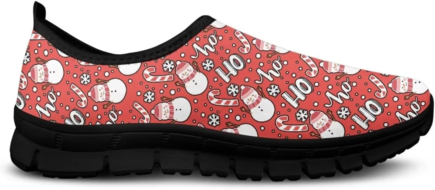 Christmas Sneakers for Women Casual Comfortable Lightweight Low-Top Slip-On Sneakers Breathable Outdoor Sport Walking Shoes for Teen Girls US 5.5-11.5