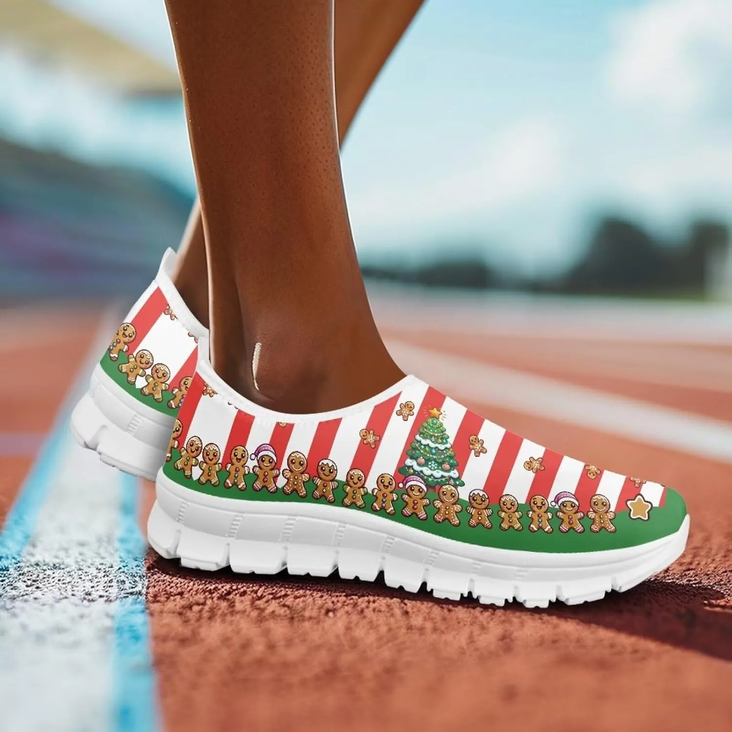 Christmas Sneakers for Women Casual Cozy Low-Top Hands Free Sneakers Anti-Skid Lightweight Walking Shoes for Teen Girls US 5.5-11.5