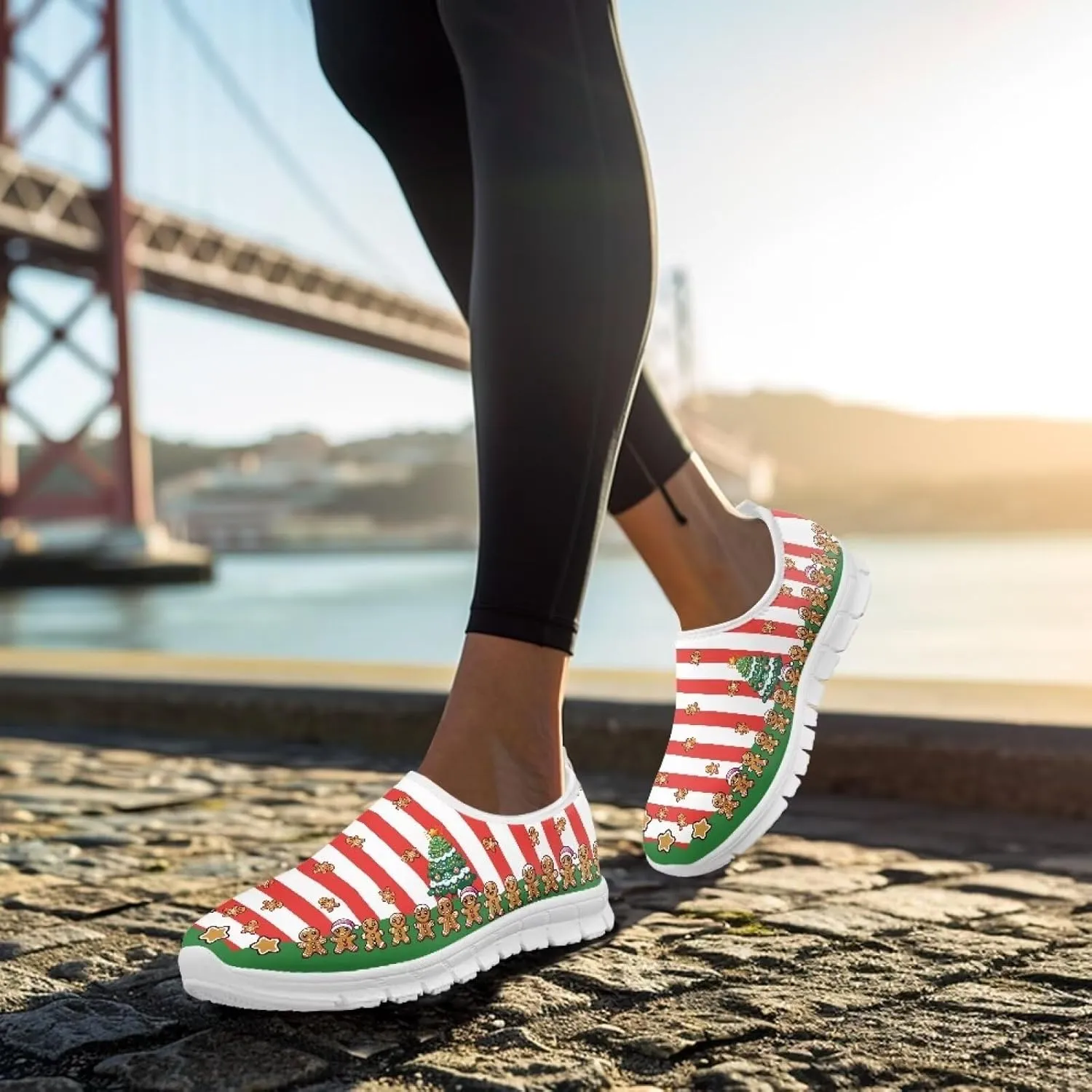 Christmas Sneakers for Women Casual Cozy Low-Top Hands Free Sneakers Anti-Skid Lightweight Walking Shoes for Teen Girls US 5.5-11.5
