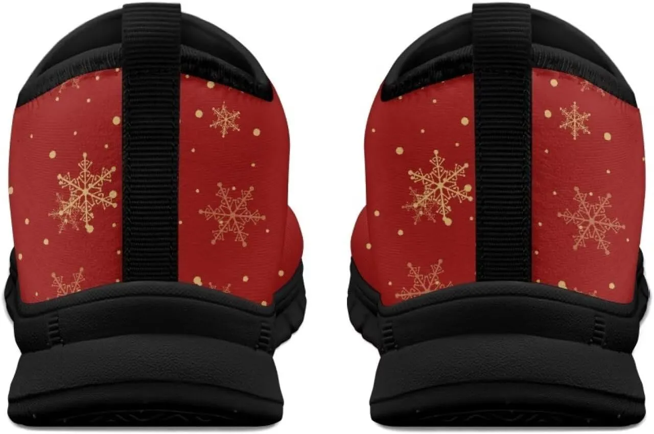 Christmas Sneakers for Women Casual Slip On Cozy Low Top Sneakers Lightweight Non-Slip Holiday Walking Shoes for Teen Girls US 5.5-11.5
