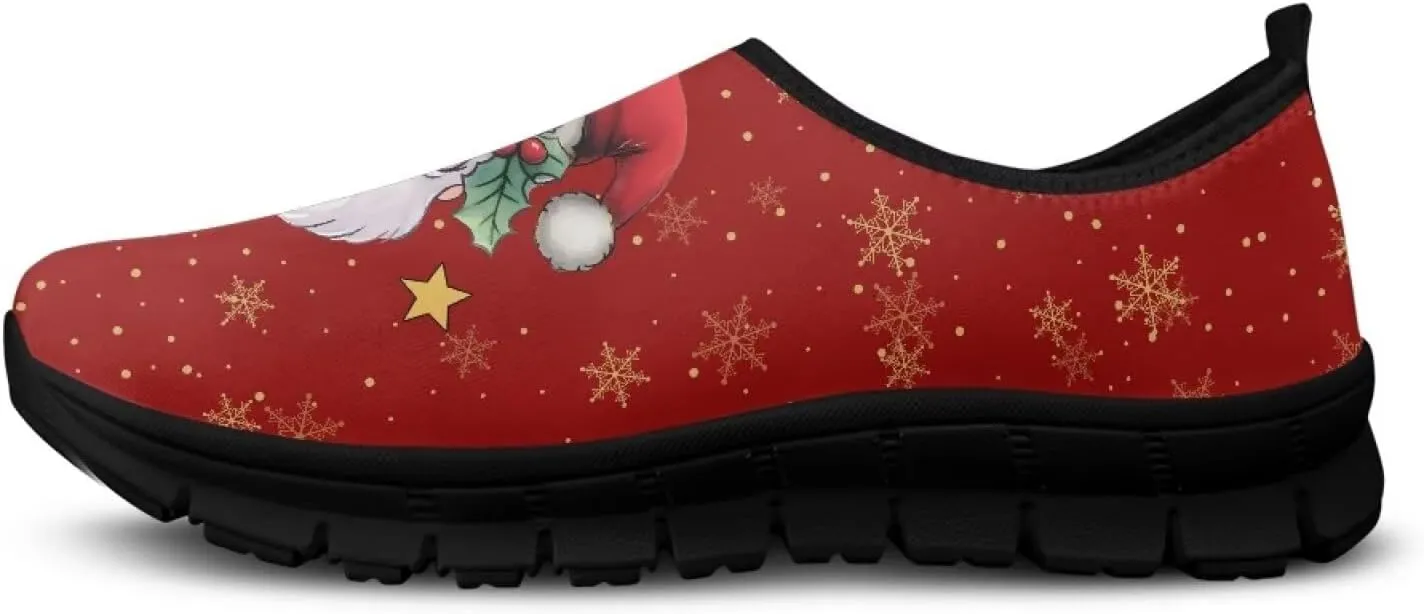 Christmas Sneakers for Women Casual Slip On Cozy Low Top Sneakers Lightweight Non-Slip Holiday Walking Shoes for Teen Girls US 5.5-11.5