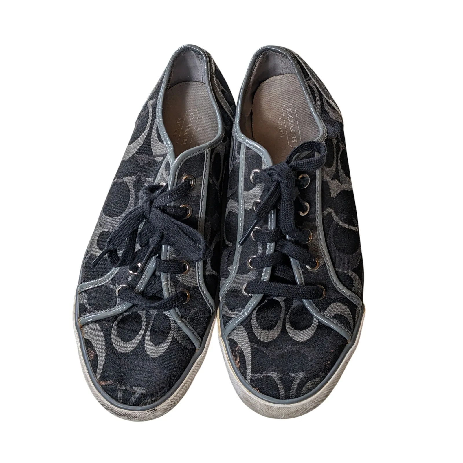 Coach Shoes Womens 10B Lace Up Sneakers Canvas Low Top Streetwear Skater Style