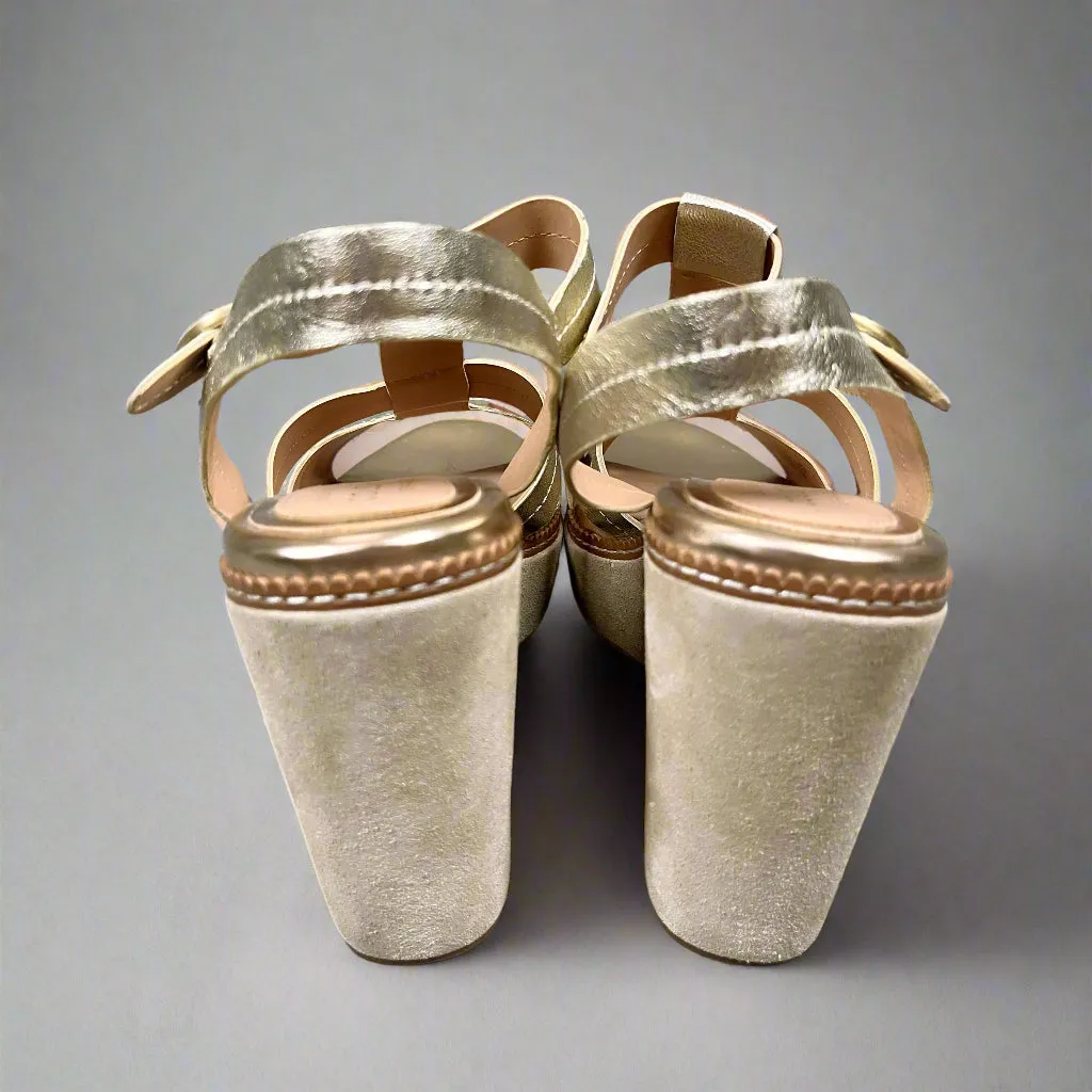 Cole Haan gold wedge sandals, size 6, BRAND NEW!