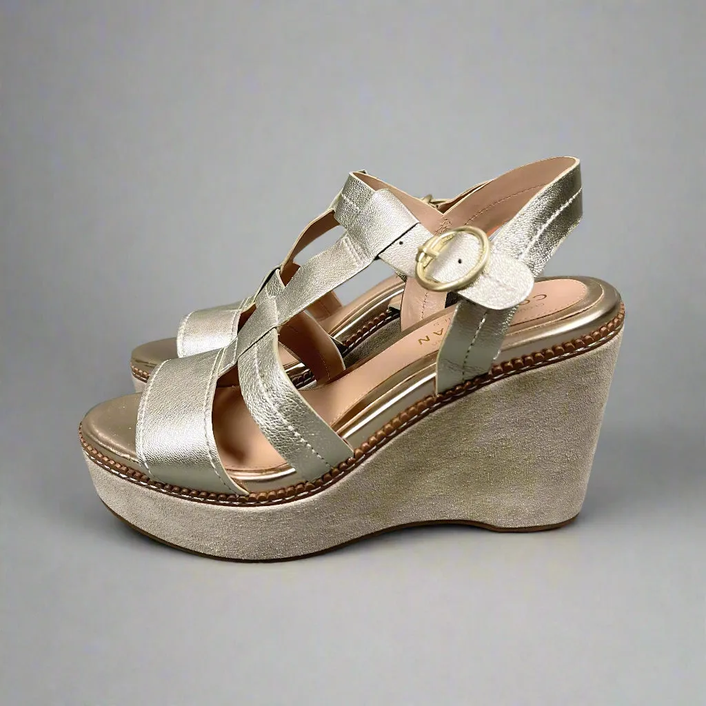 Cole Haan gold wedge sandals, size 6, BRAND NEW!