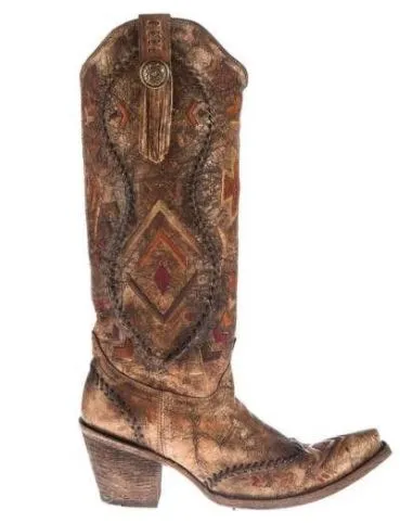 Corral Women's Aztec Embroidered Whipstitched Boot Snip Toe C2872 (PM)