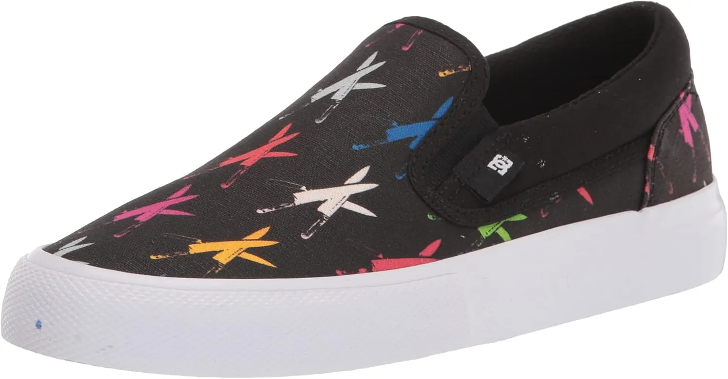 DC Men's AW Manual Slip-on Skate Shoe, Black Graphic, 8.5