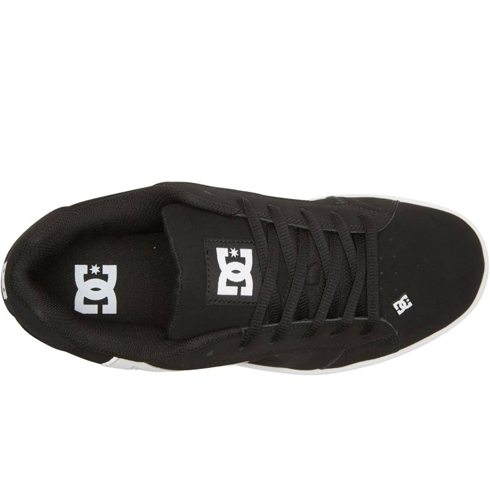 DC Shoes Mens Net Leather Low Trainers - Black/Black/White