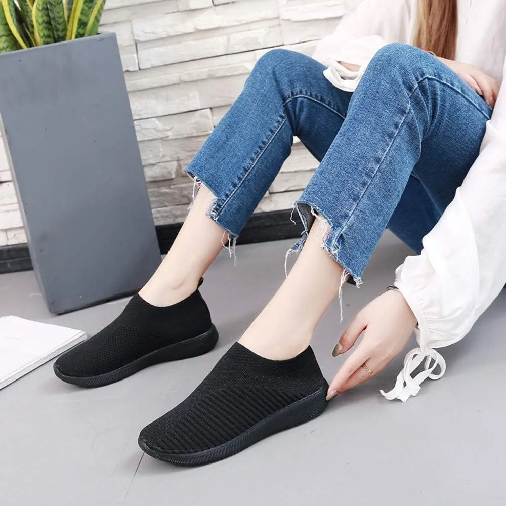 DESESE Womens Walking Shoes Slip On Casual Mesh Breathable Running Sneakers Lightweight Tennis Yoga Shoes Comfort Elastic Sock Loafers Non-Slip Fall Shoes