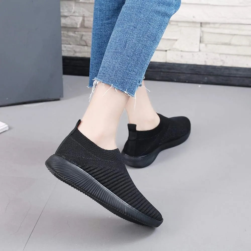 DESESE Womens Walking Shoes Slip On Casual Mesh Breathable Running Sneakers Lightweight Tennis Yoga Shoes Comfort Elastic Sock Loafers Non-Slip Fall Shoes
