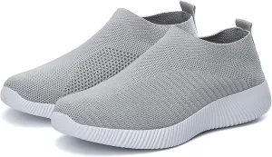 DESESE Womens Walking Shoes Slip On Casual Mesh Breathable Running Sneakers Lightweight Tennis Yoga Shoes Comfort Elastic Sock Loafers Non-Slip Fall Shoes
