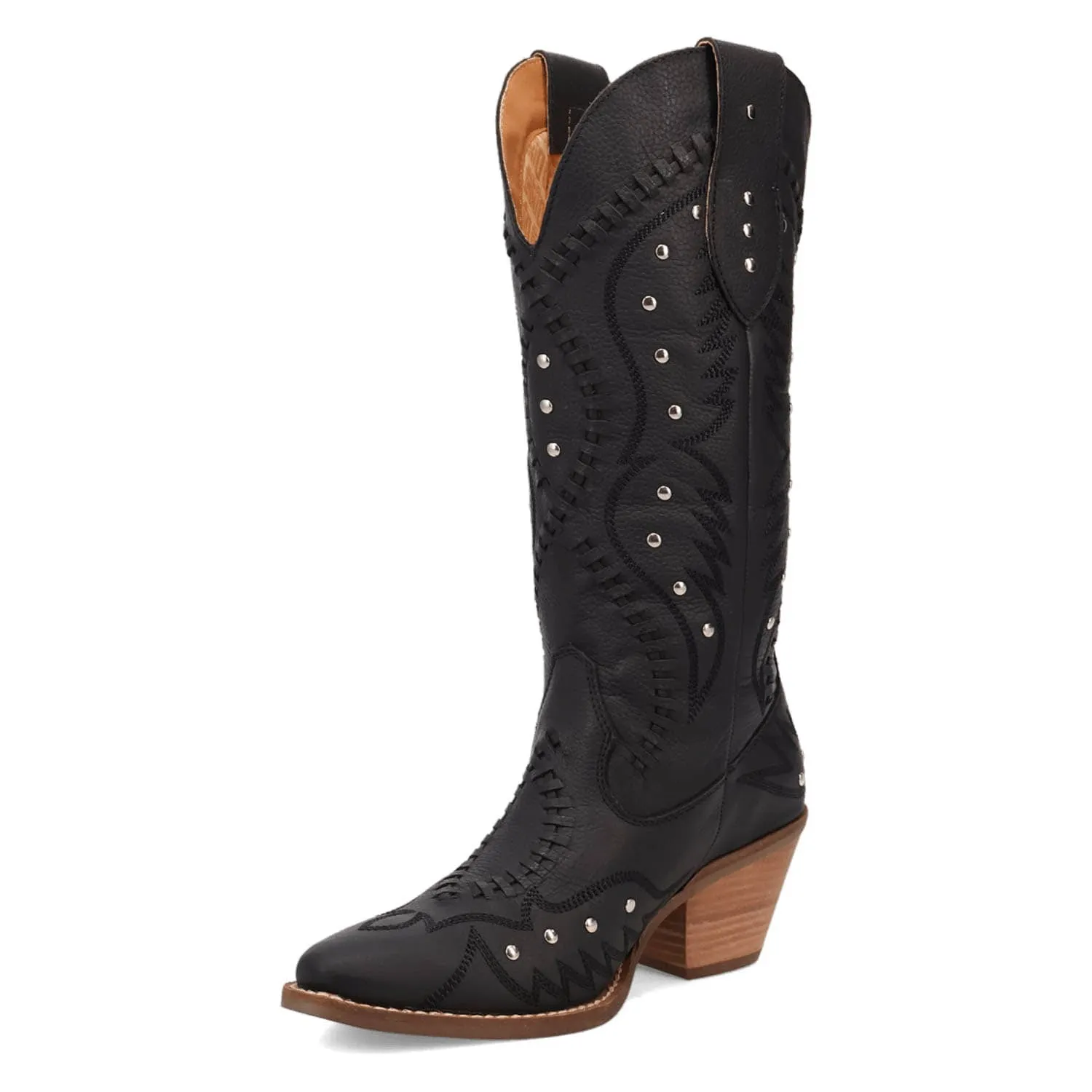 Dingo Womens Pretty N Pink Black Leather Cowboy Boots