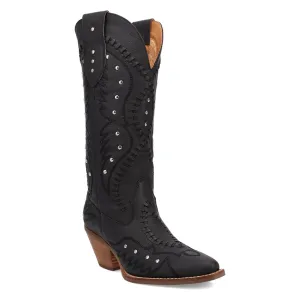 Dingo Womens Pretty N Pink Black Leather Cowboy Boots