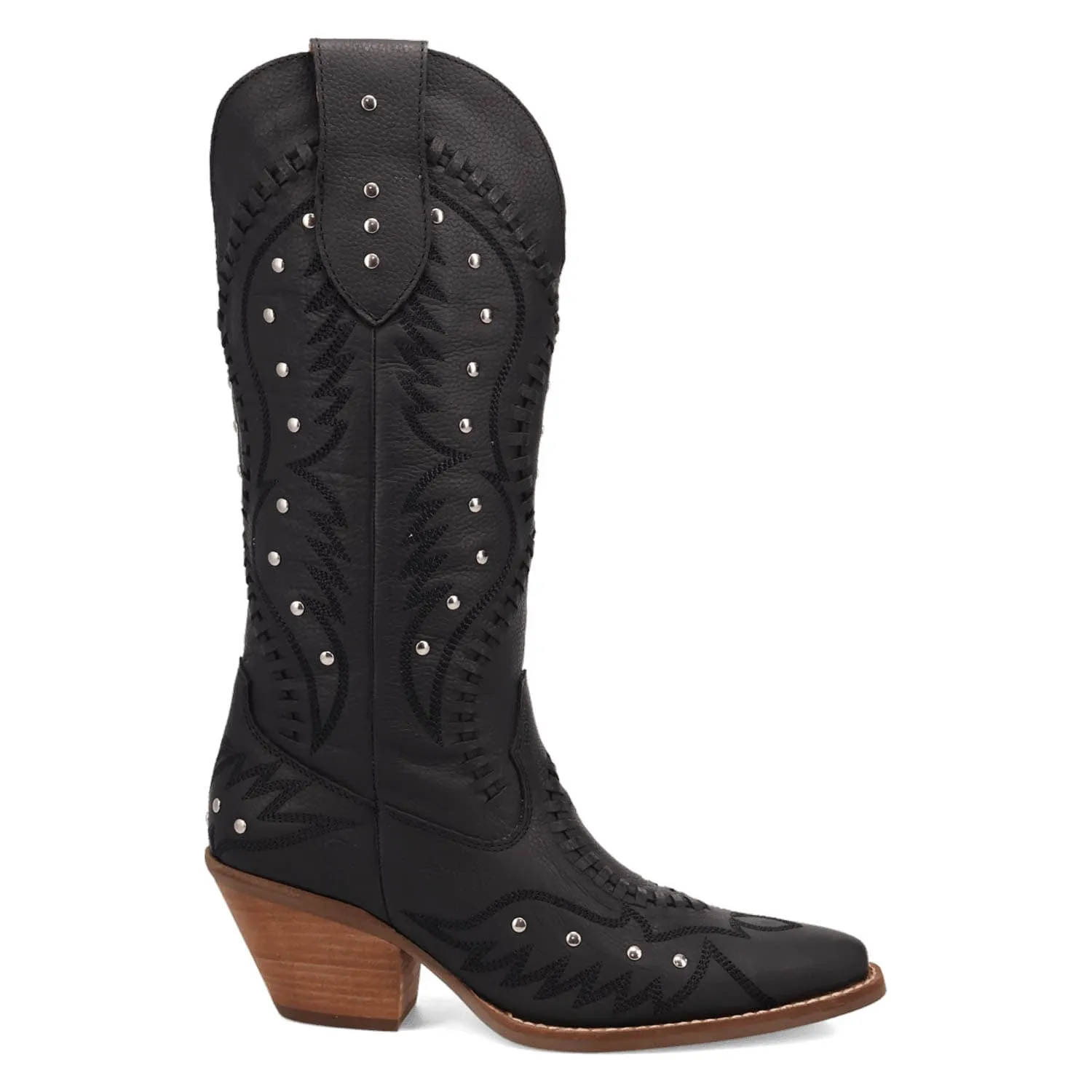 Dingo Womens Pretty N Pink Black Leather Cowboy Boots