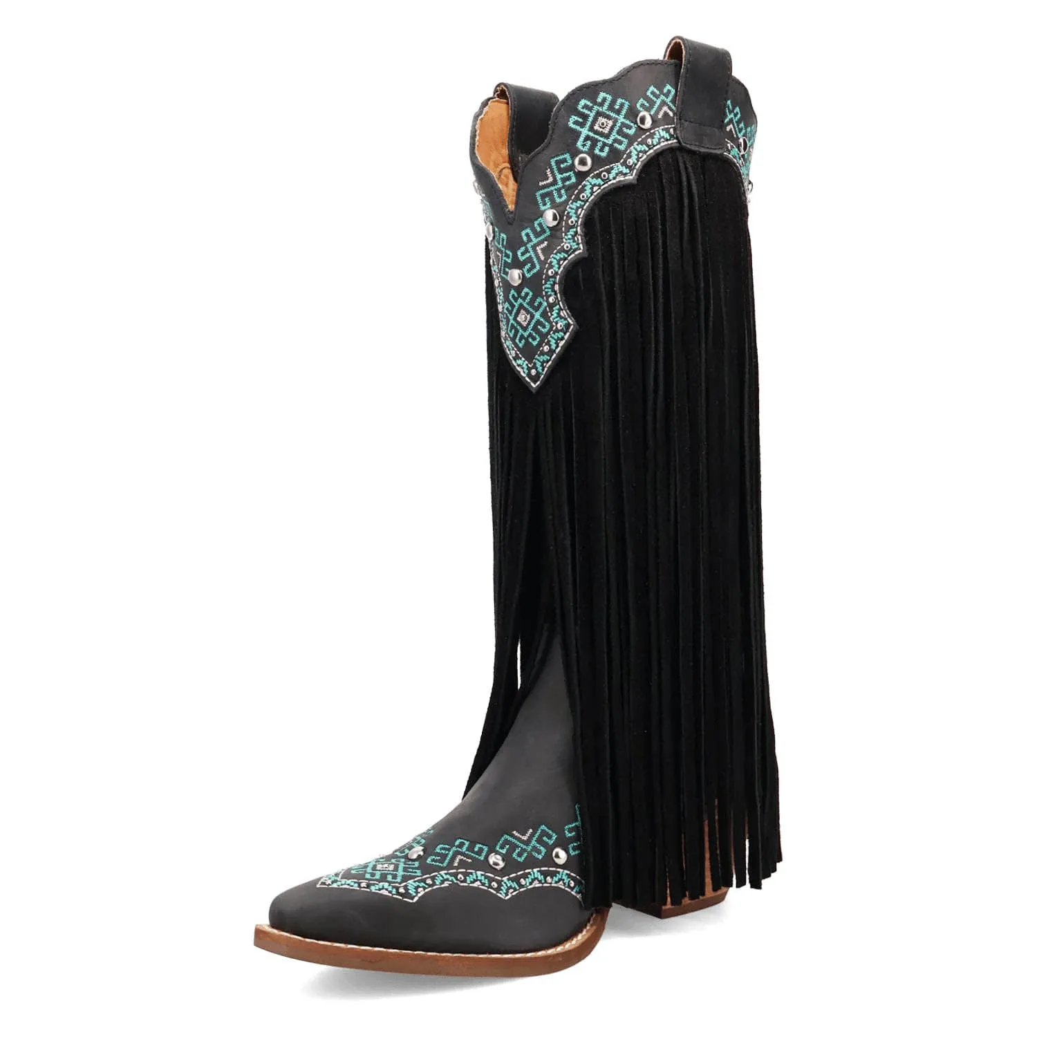 Dingo Womens Tequila Sunrise Black Suede Cowboy Boots