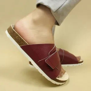 Double Layered Fresh Plum Cork Sandals for Women