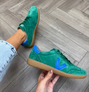 Drilleys (SS25) ‘Seventy’ Trainer With Gum Sole - Strong Green (D3)