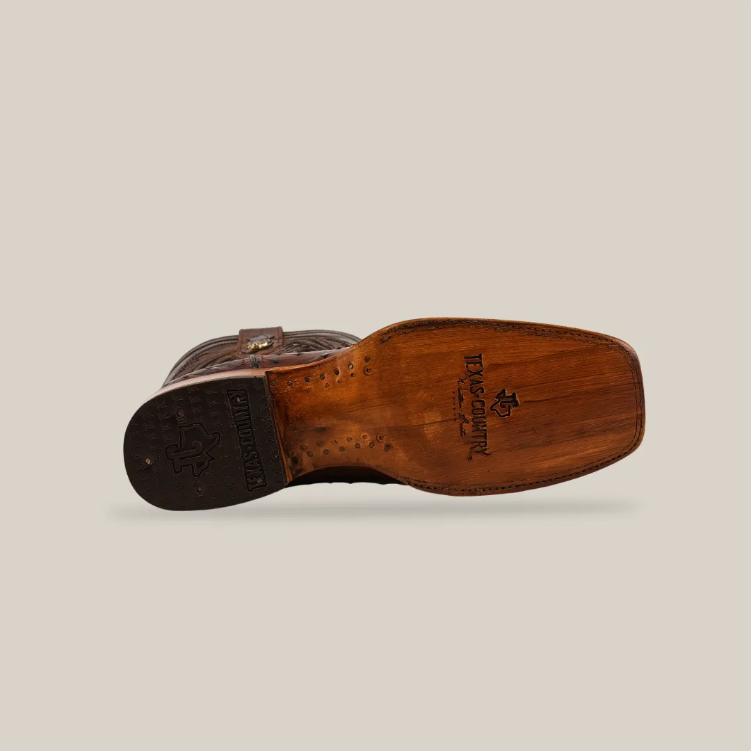 Exotic Ostrich - Brown - Rodeo Toe