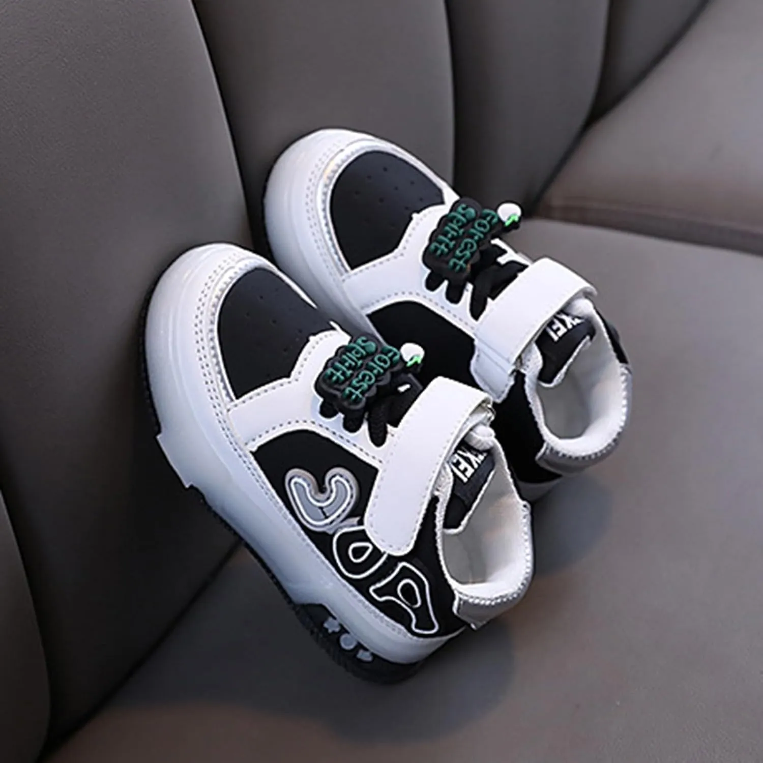Flat Strap Light up Sneakers for Toddler Baby Infant Ankle Sole Non Slip First Walking Sport Shoes Lightweight Casual