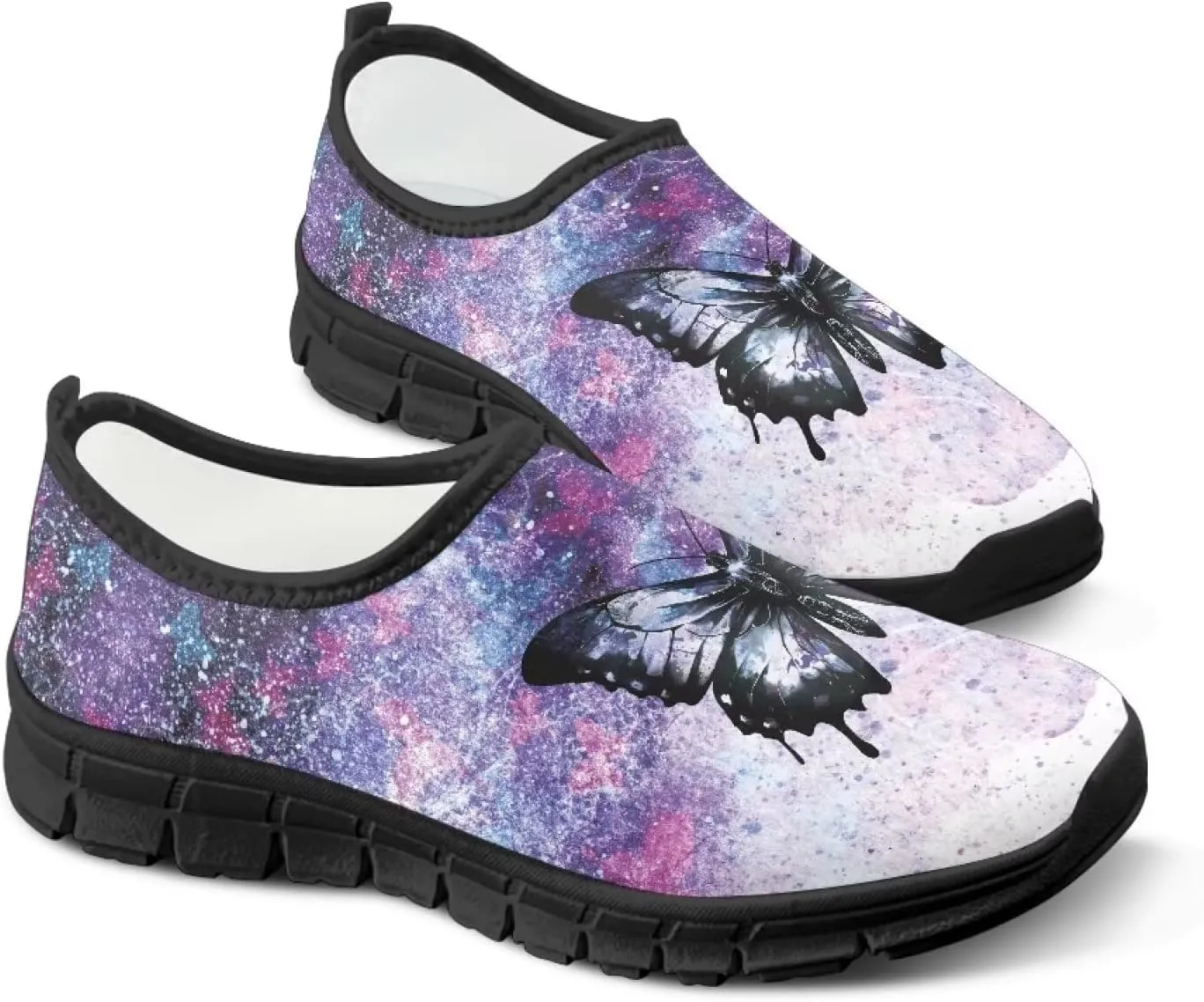 Floral Print Sneakers for Women Casual Low-Top Soft Anti-Skid Sneakers Slip On Lightweight Holiday Travel Shoes for Teen Girls US 5.5-11.5