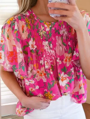 Fresh Pink Smocked Top
