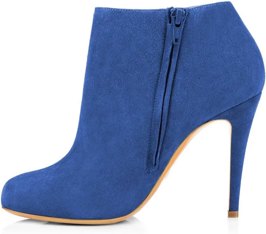 FSJ Women Fashion Almond Toe Boots Stiletto High Heels Ankle Booties Comfy Shoes Side Zipper US Size 4-15 US