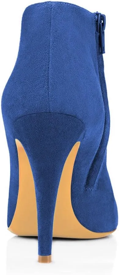 FSJ Women Fashion Almond Toe Boots Stiletto High Heels Ankle Booties Comfy Shoes Side Zipper US Size 4-15 US