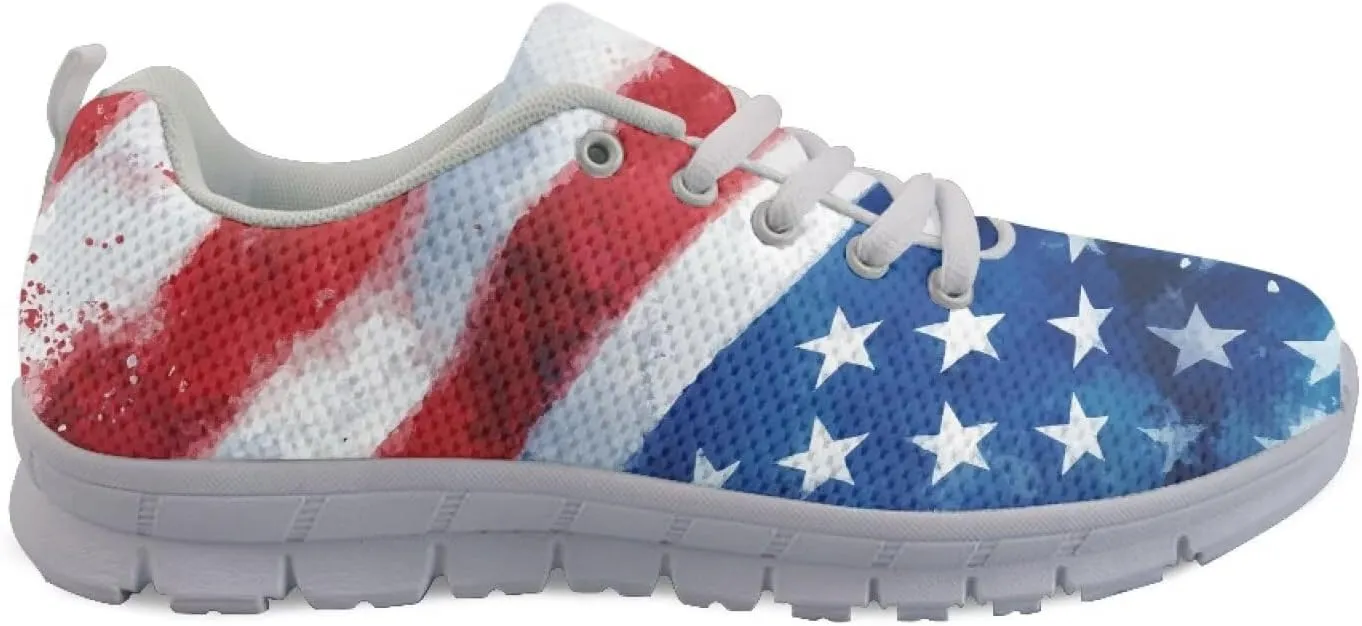 GIFTPUZZ Women Men Shoes for Independence Day Patriotic Sneakers with Mesh Fabric Lightweight and Confortable Size 39-48