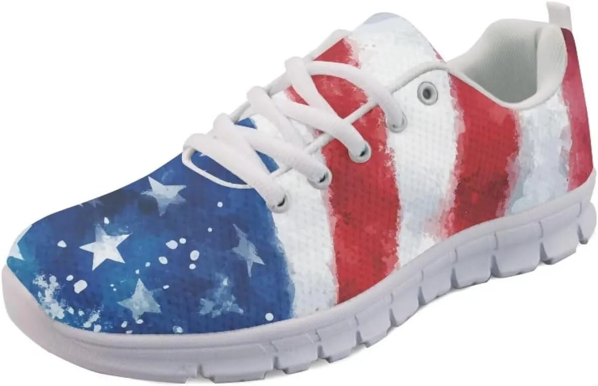 GIFTPUZZ Women Men Shoes for Independence Day Patriotic Sneakers with Mesh Fabric Lightweight and Confortable Size 39-48