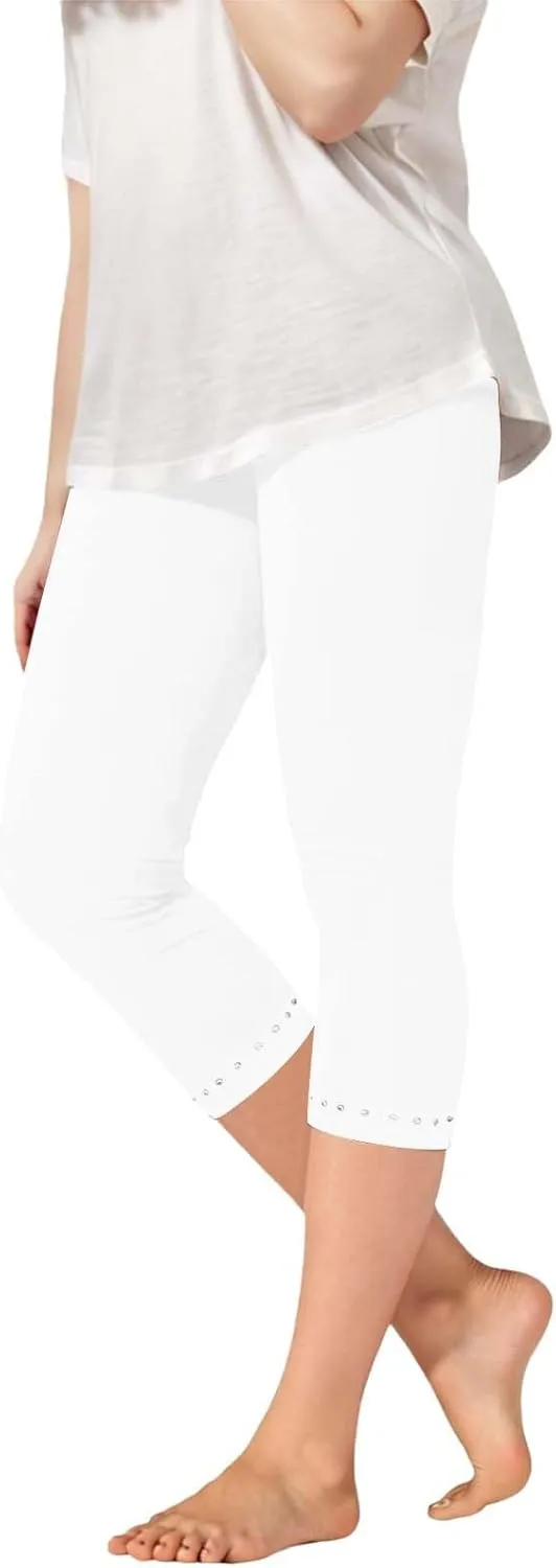 Girls Dance Yoga Capri Leggings Skinny Athletic Running Yoga Pants Stretchy Cropped Leggings High Waisted Workout Pants