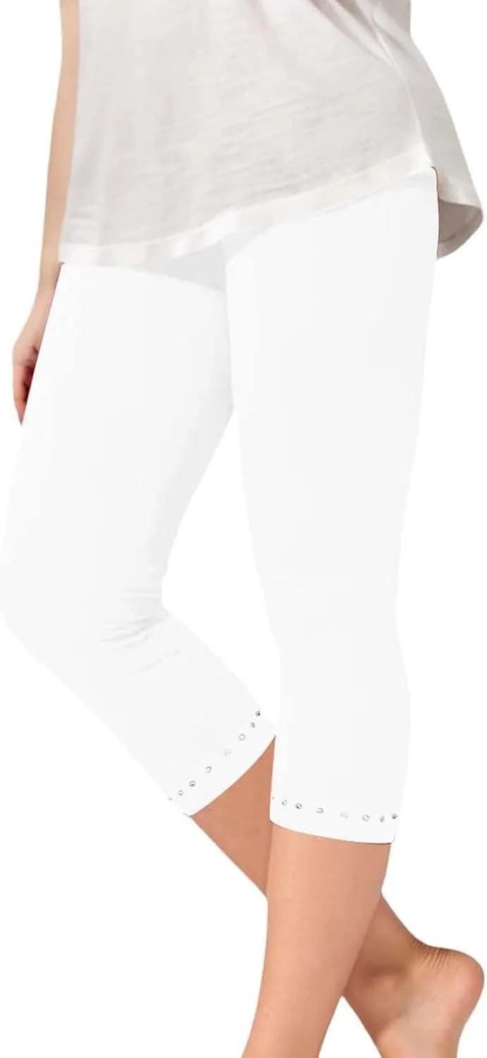 Girls Dance Yoga Capri Leggings Skinny Athletic Running Yoga Pants Stretchy Cropped Leggings High Waisted Workout Pants