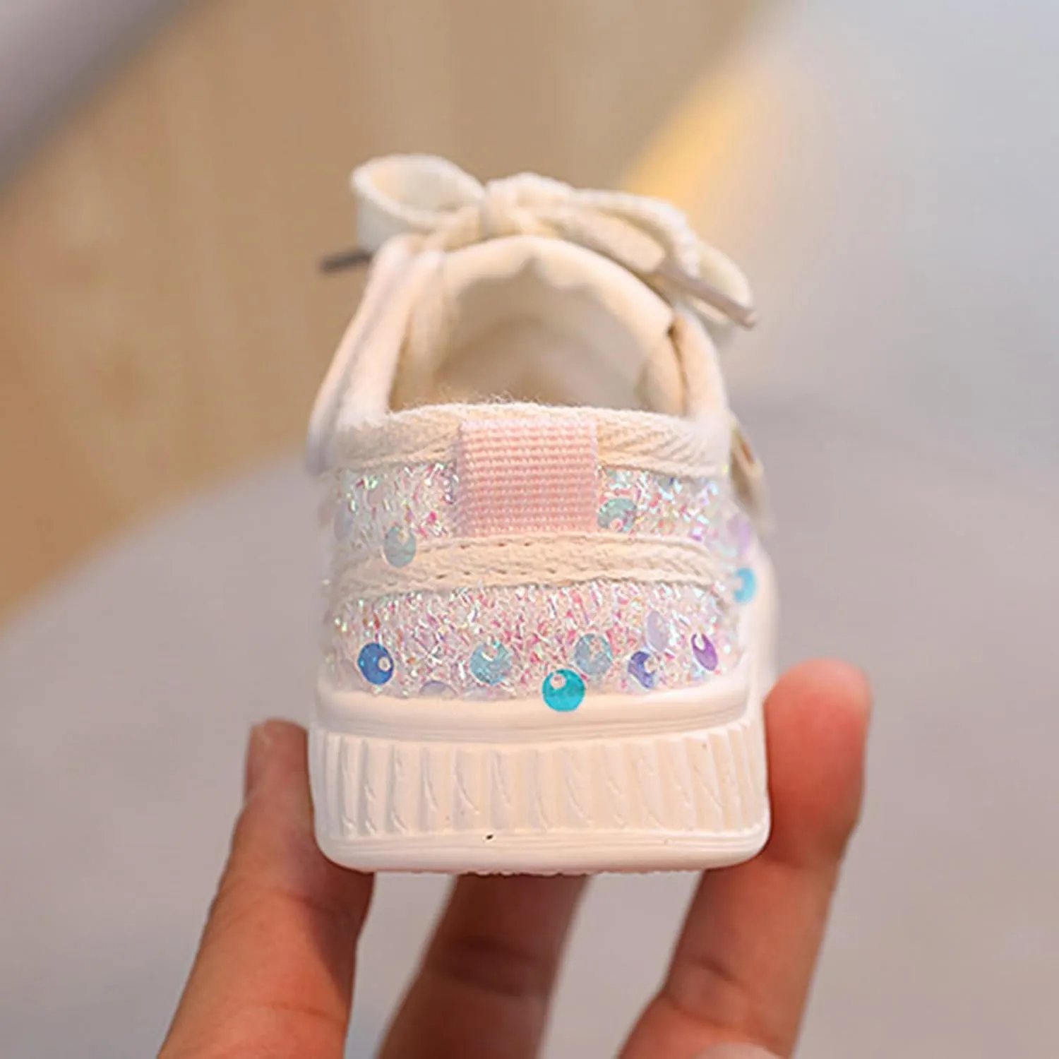 Girls Kids Sequins Sneaker Lace-Up Sport Shoes Toddler Breathable Non Slip Outdoor Running First Walking Light Shoes
