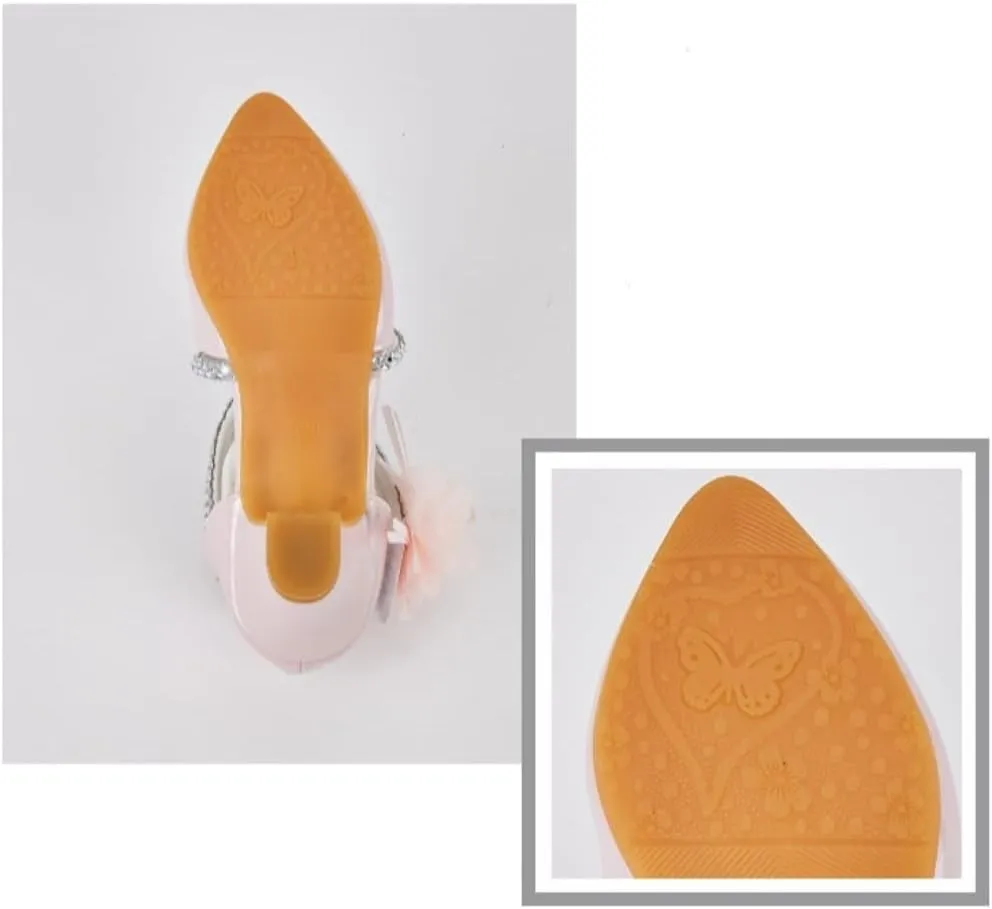 Girls Low Heels Dress Shoes Flower Rhinestone Mary Jane Princess Sandals Wedding Party