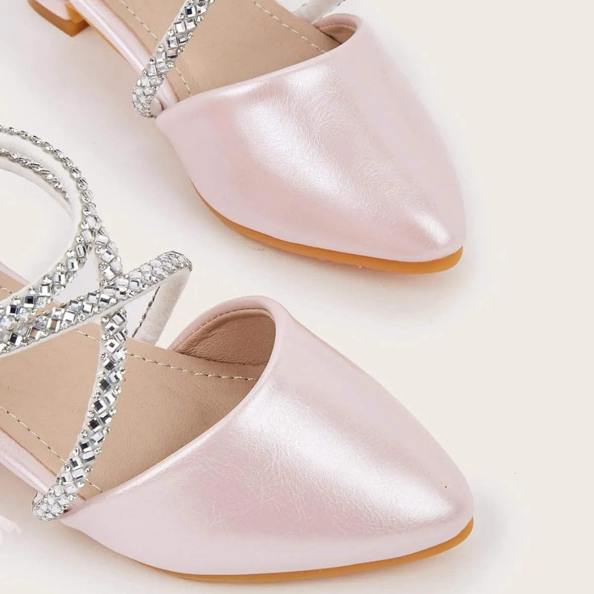 Girls Low Heels Dress Shoes Flower Rhinestone Mary Jane Princess Sandals Wedding Party