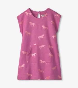 Girls Shimmer Horses Slouchy Dress