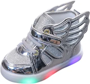 Glitter Light Up Sneaker for Toddler Baby Kids Girls Boys Cozy First Walking Slip On Sport Shoes Outdoor Flat Shoes