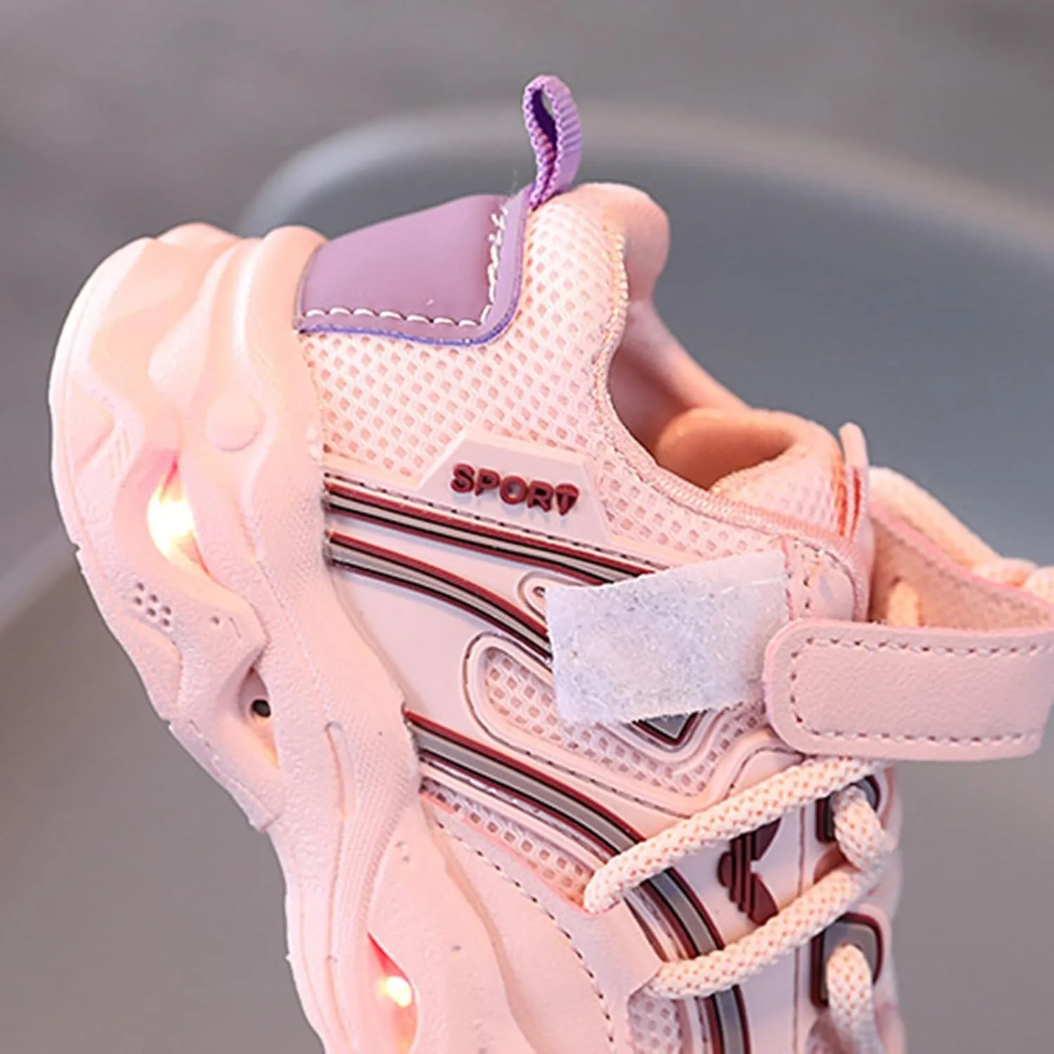 Glitter Light Up Sneakers for Toddler Baby Infant Boys Girls Lace-Up Open Toe First Walking Non Slip Shoes Breathable