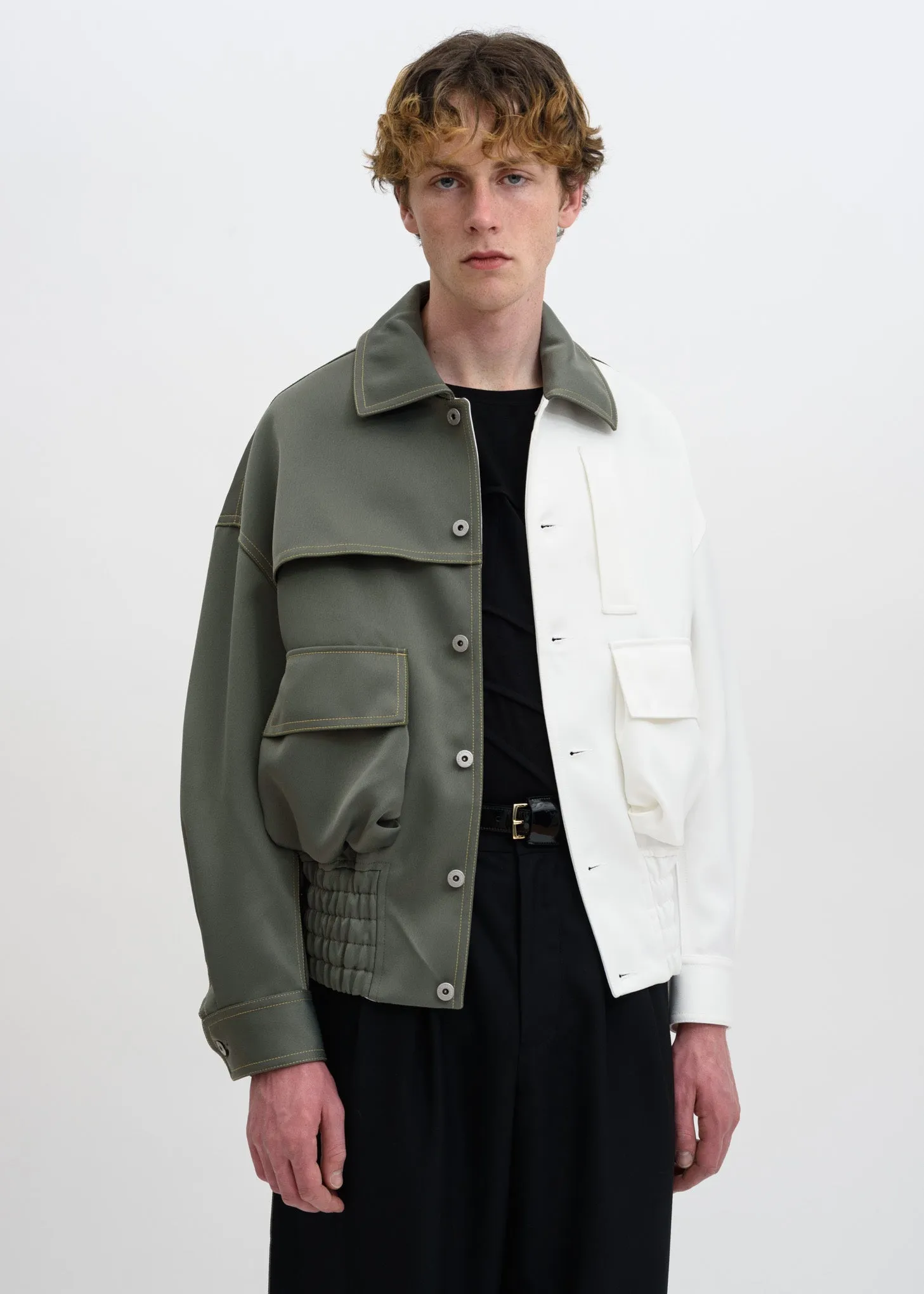 Green White “Half” Casual Jacket