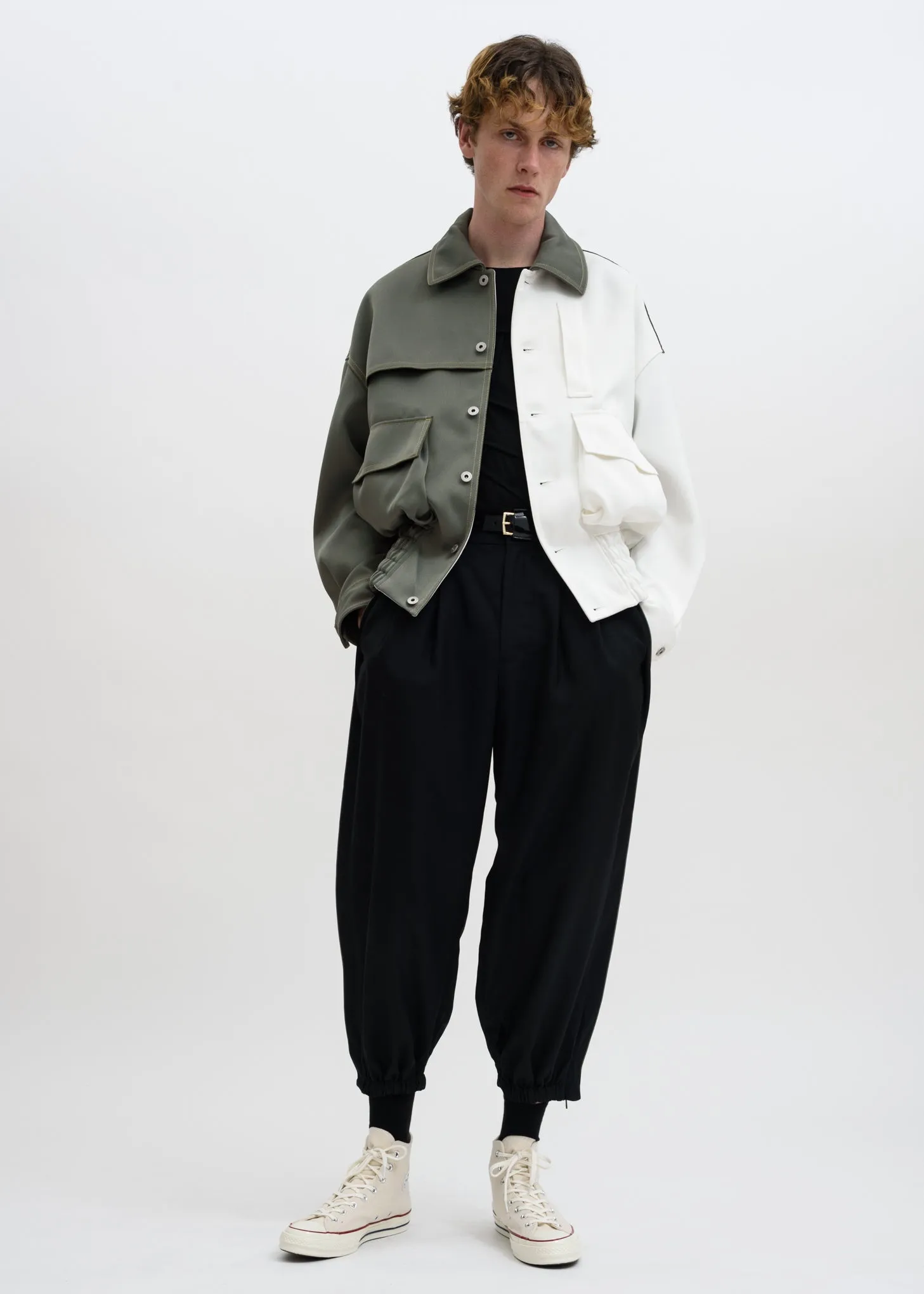 Green White “Half” Casual Jacket