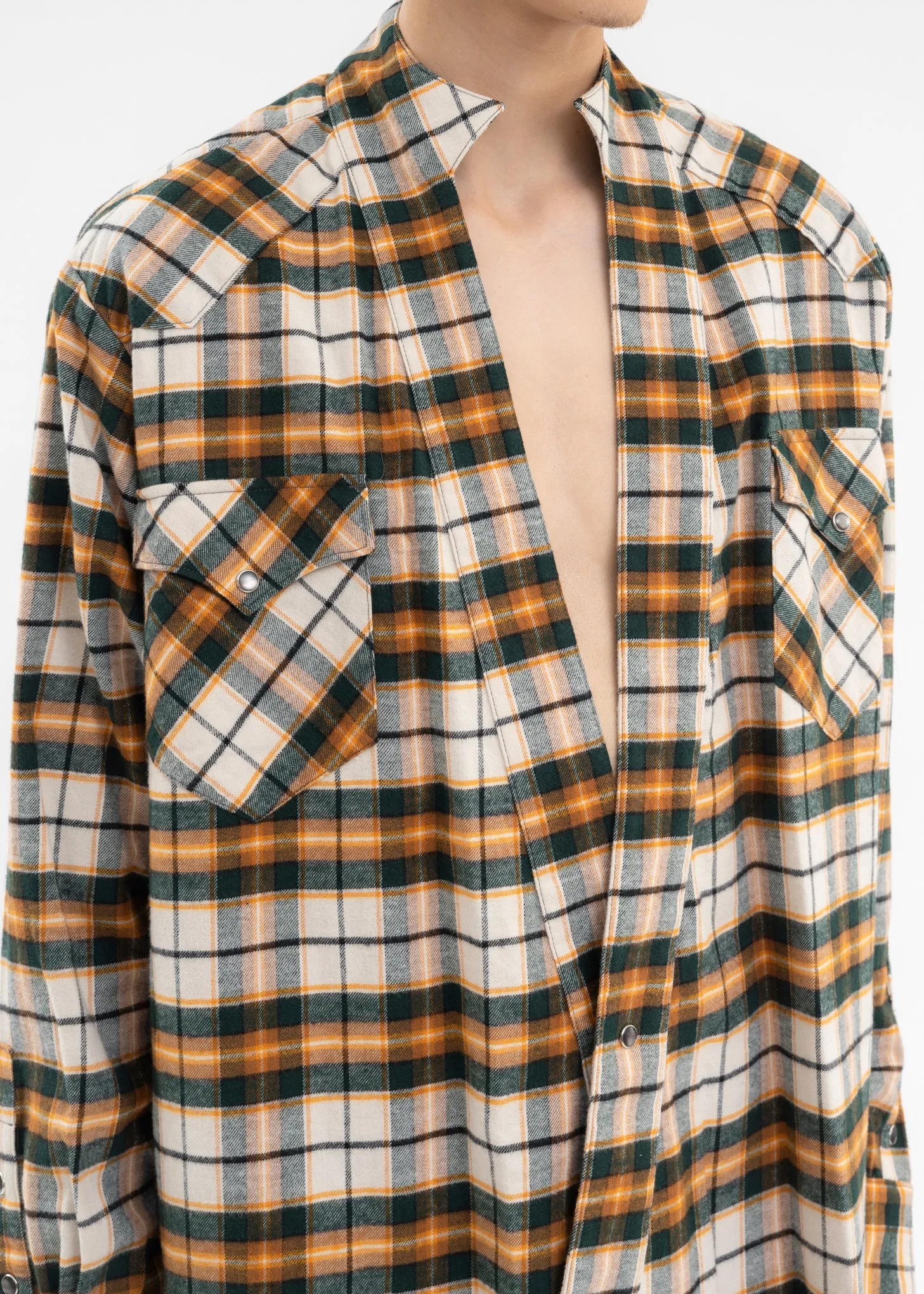 GREEN/ORANGE PLAID WESTERN GL1 GREEN PLAID