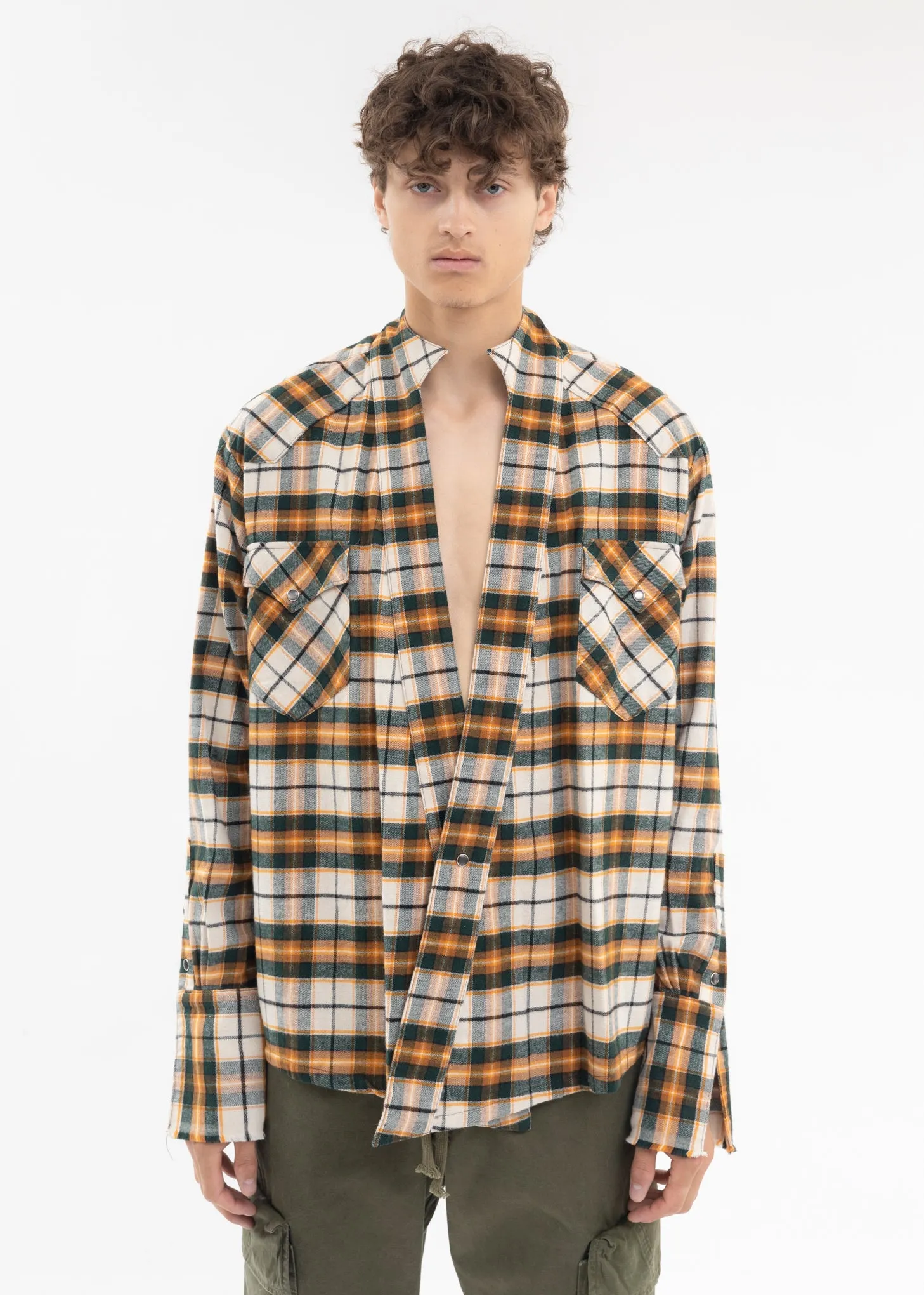 GREEN/ORANGE PLAID WESTERN GL1 GREEN PLAID