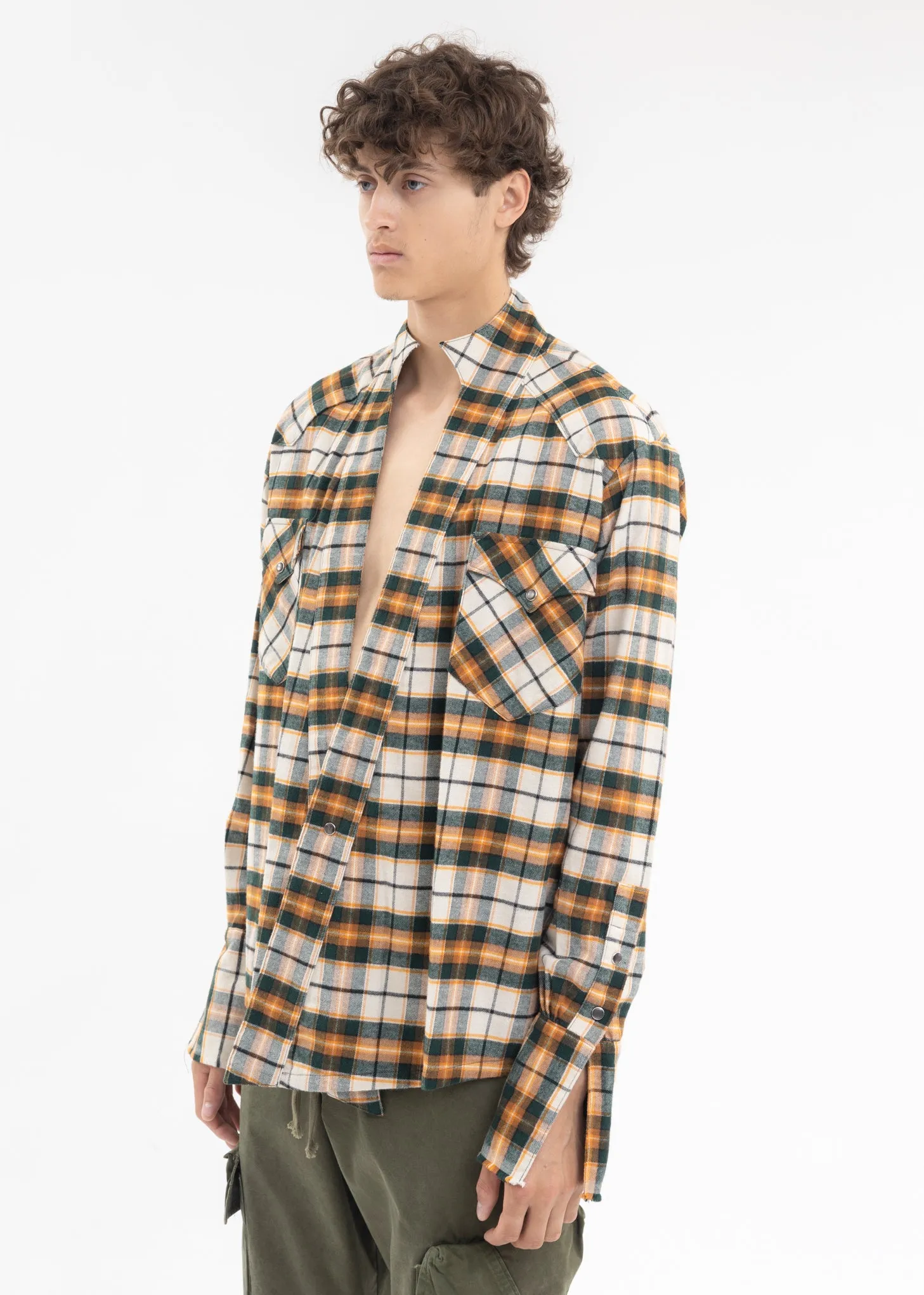 GREEN/ORANGE PLAID WESTERN GL1 GREEN PLAID