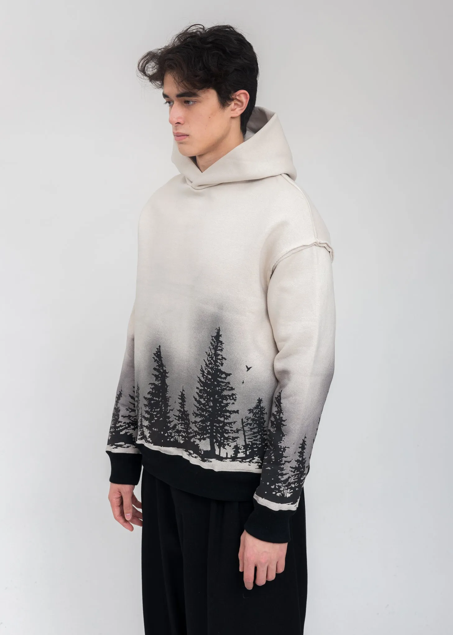 Grey Forest At Night Hoodie
