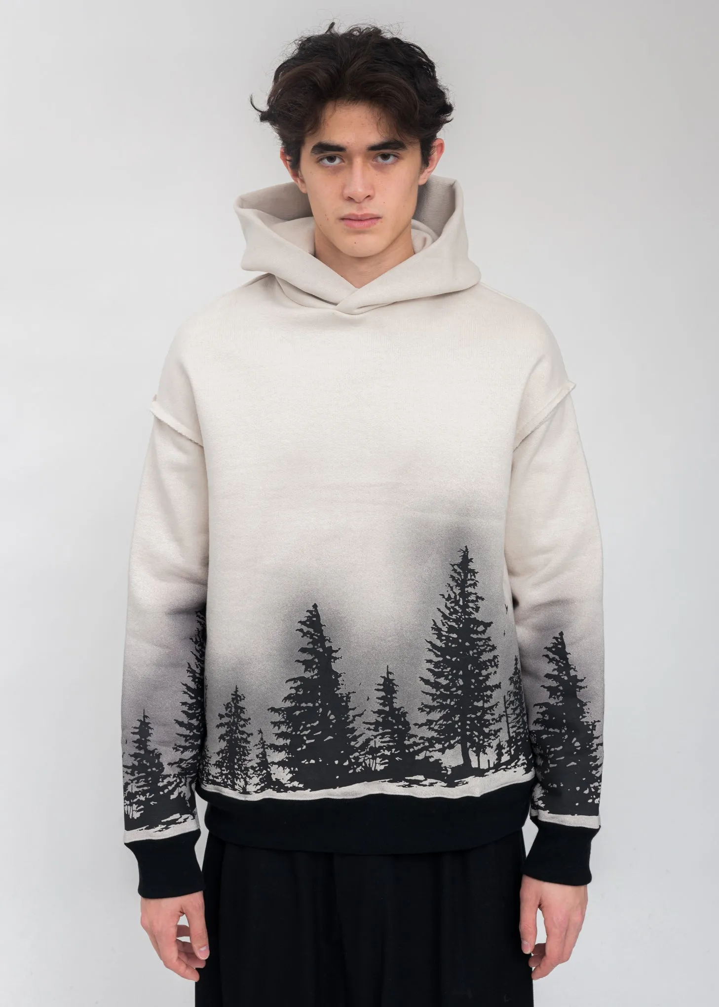 Grey Forest At Night Hoodie