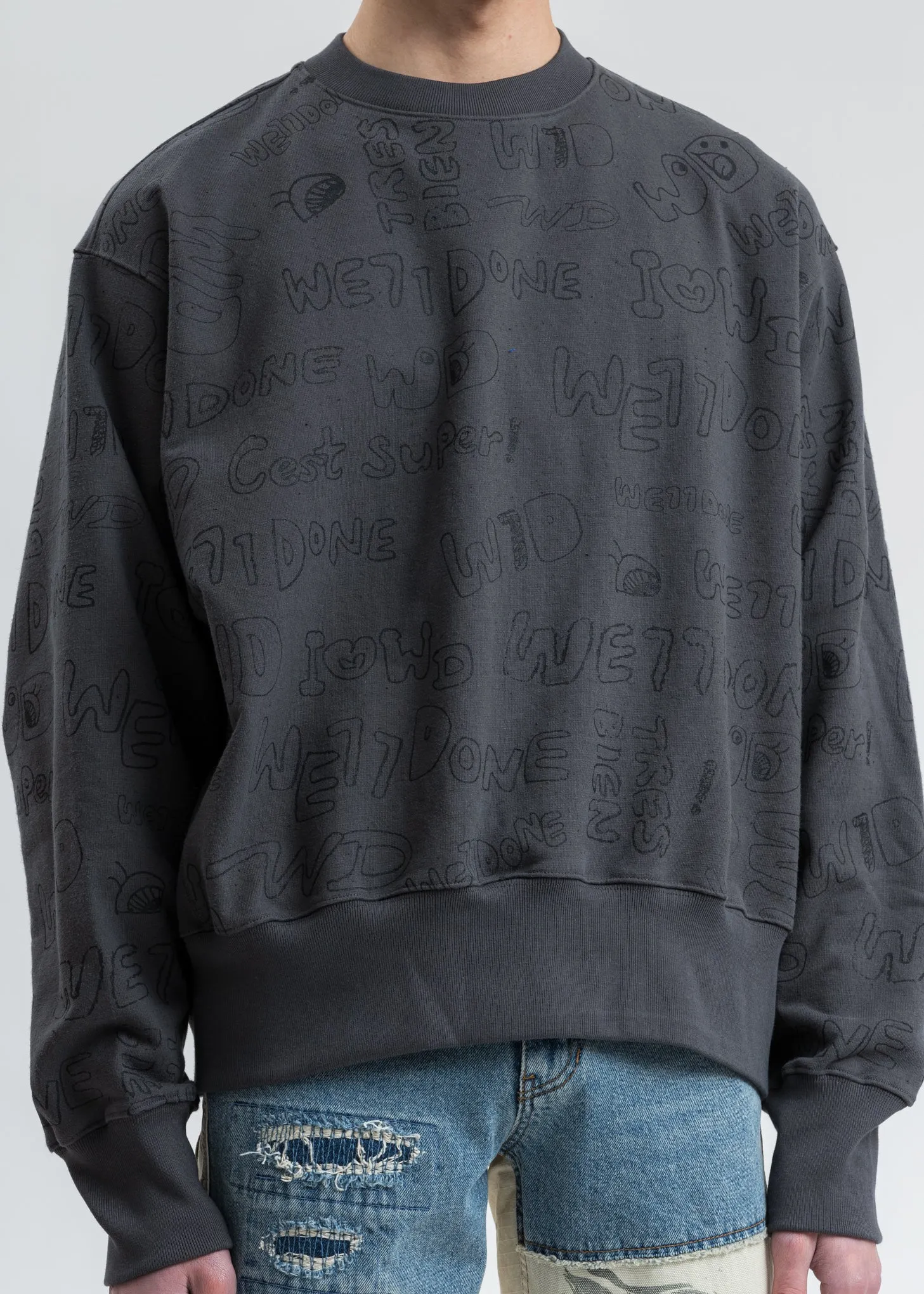 Grey Graffiti Graphic Sweatshirt